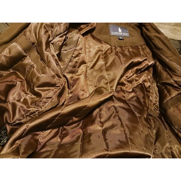 London Fog Men's Brown suede like jacket Quilt Lined Zipper Works Size‎ Large - Picture 6 of 15